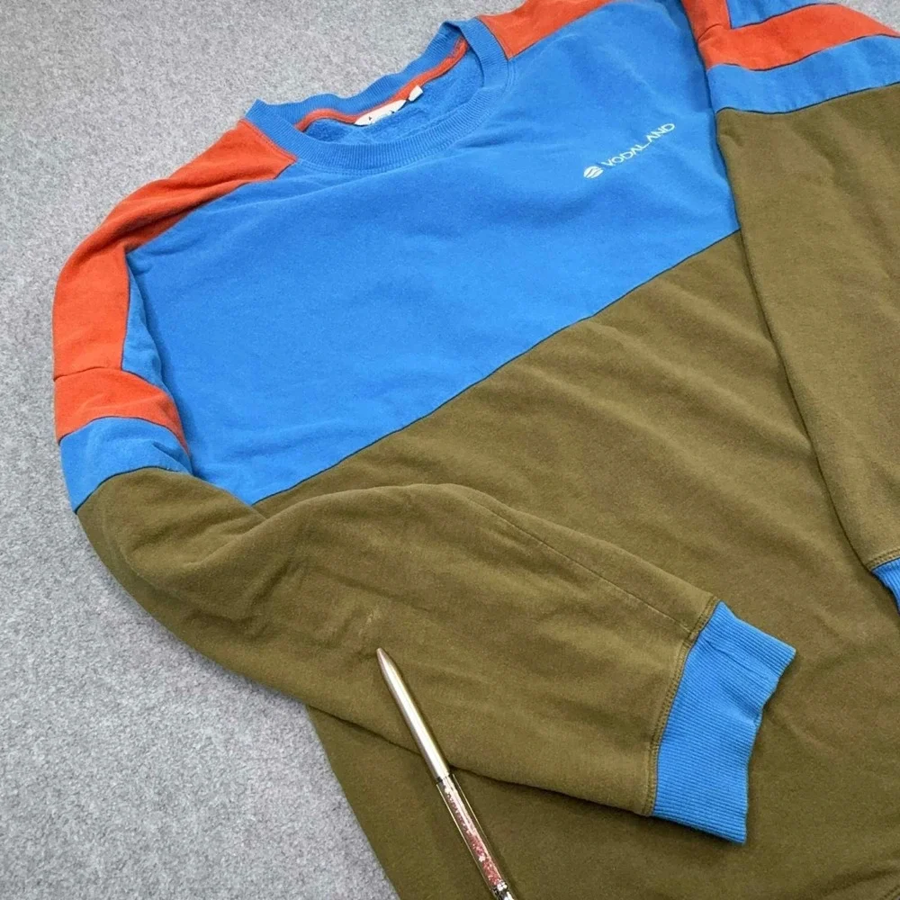 Cotopaxi Bandera Sweatshirt Crewneck Men's Large Blue Colorblock Organic LOGO‎